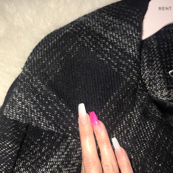 Guess Plaid Tweed 3/4 Sleeve Belted Jacket - Picture 4 of 6